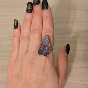 Customer photo from Sharon, Vertical Silver Raw Amethyst Ring, Sterling SIlver Ring,