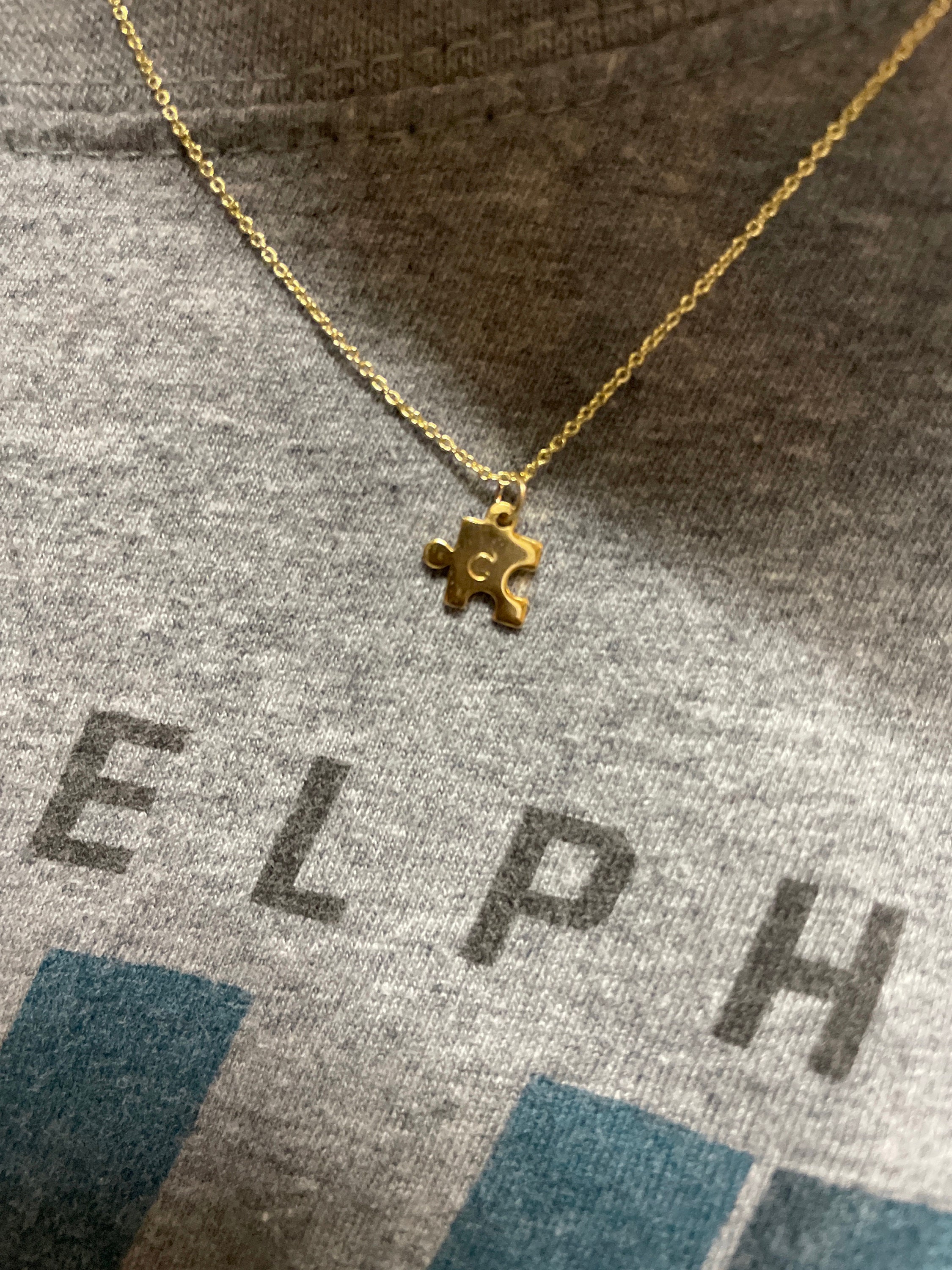 Personalized Tiny Puzzle Piece Necklace, Mom Gift, Anniversary Present, BFF Gift, Other Half