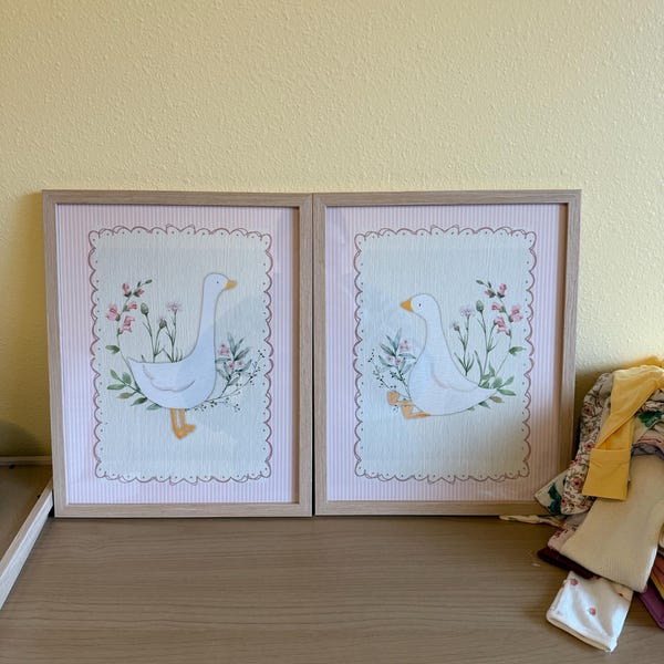 Vintage Pink Silly Goose Nursery Prints, Pink Wall Gallery, Sweet ...