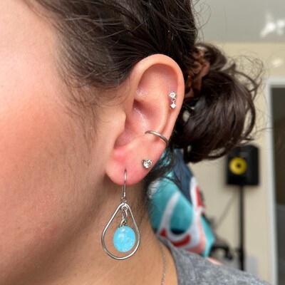 Solid 14k Gold Russian CZ Cubic Zirconia Round Lever-Back Earrings