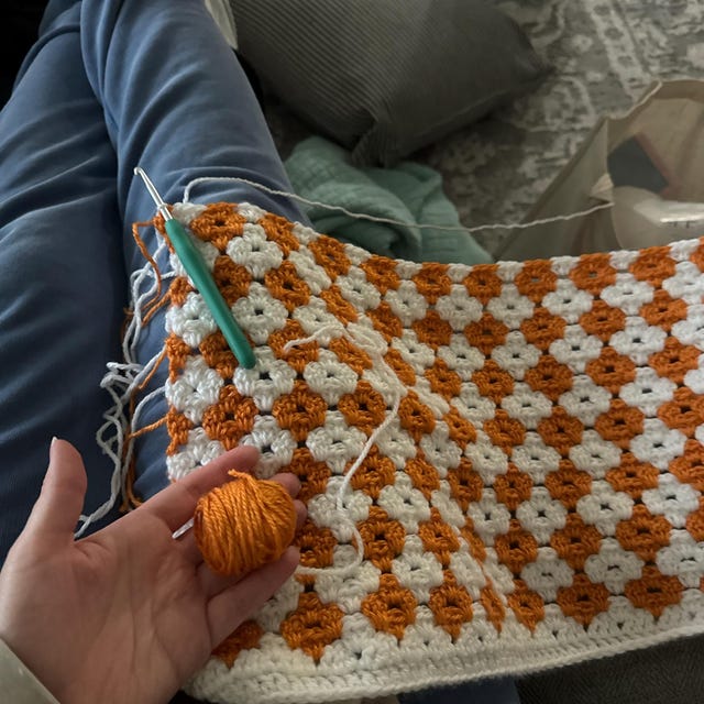 A customer's finished Colorful Granny Stitch Blanket Crochet Pattern