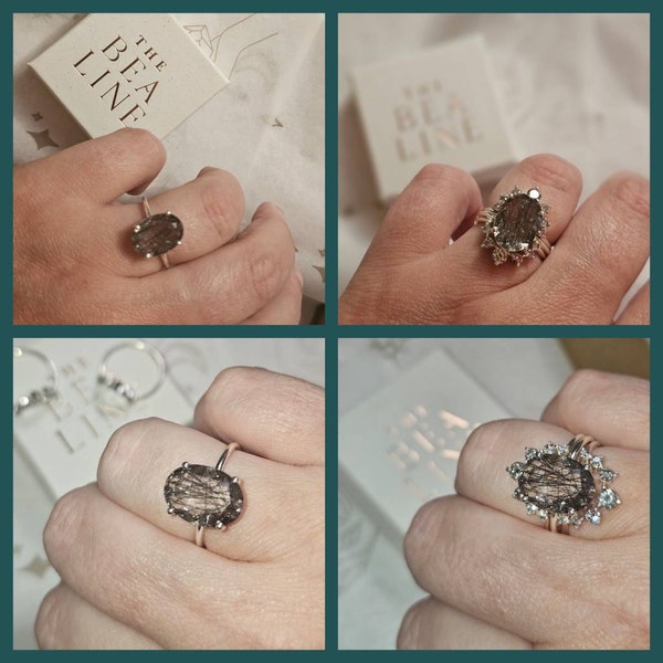 Supernova Bridal Set With Black Rutilated Quartz and Salt and Pepper ...