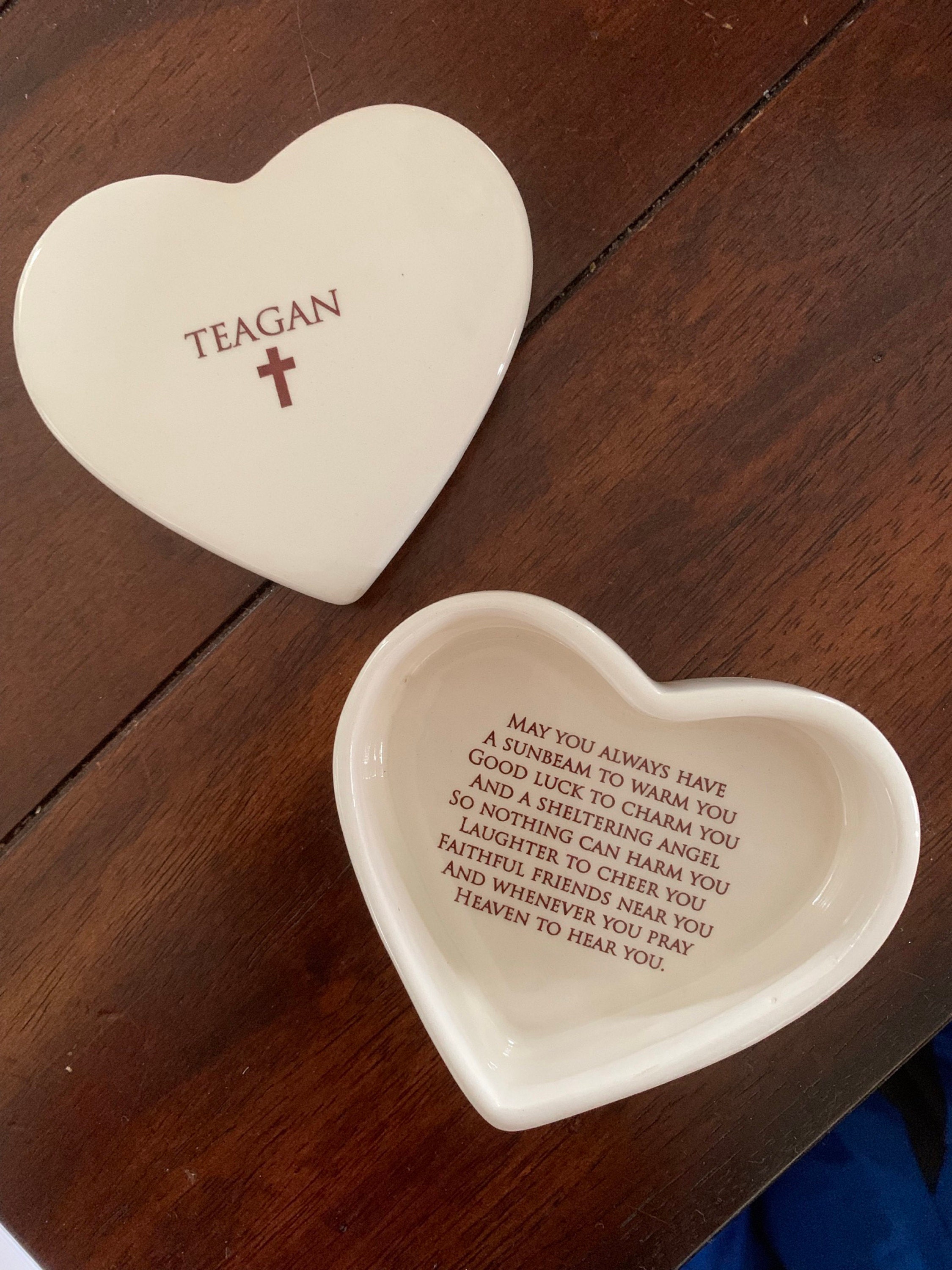 Personalized Baptism Gift, First Communion Gift, Confirmation Gift, Godchild Gift, Goddaughter Gift -With Irish Blessing -Heart Keepsake Box