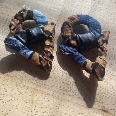 Leopard and Denim Fabric Earrings - Etsy