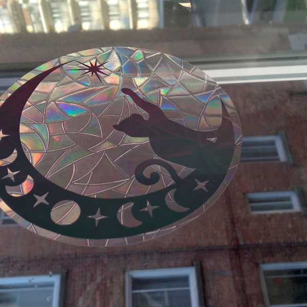 Celestial Cat Window Suncatcher Sticker – Astrology Kitty Decal – Sun ...