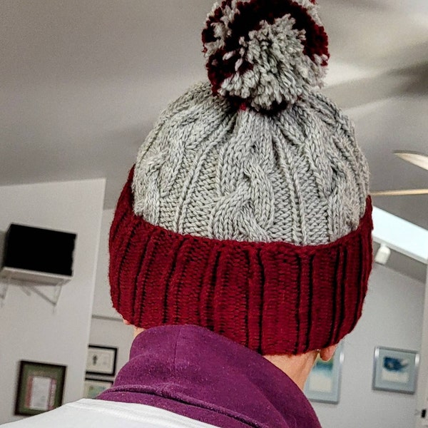 Hat KNITTING PATTERN - Cable Knit Beanie Pattern, Classic Aran Cable ...
