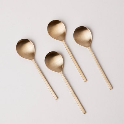 Wabi Flatware Brass Gold Spoon Fork Knife Set - Etsy