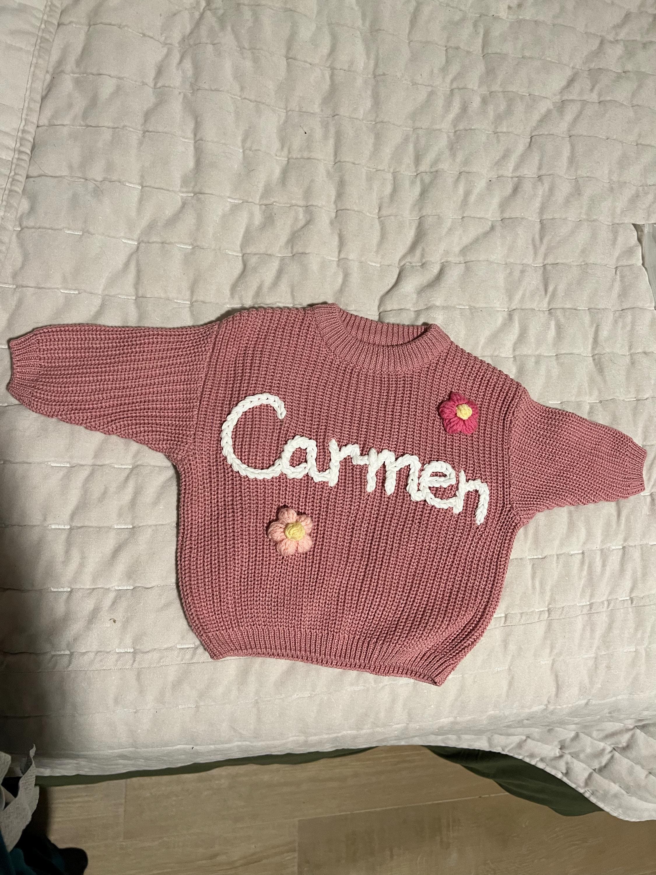 Custom Name Baby Sweater,Personalized Hand Embroidered Baby Sweater,Cute Baby Girls Sweater With Name,Baby Shower Gift,Christmas Gift Baby