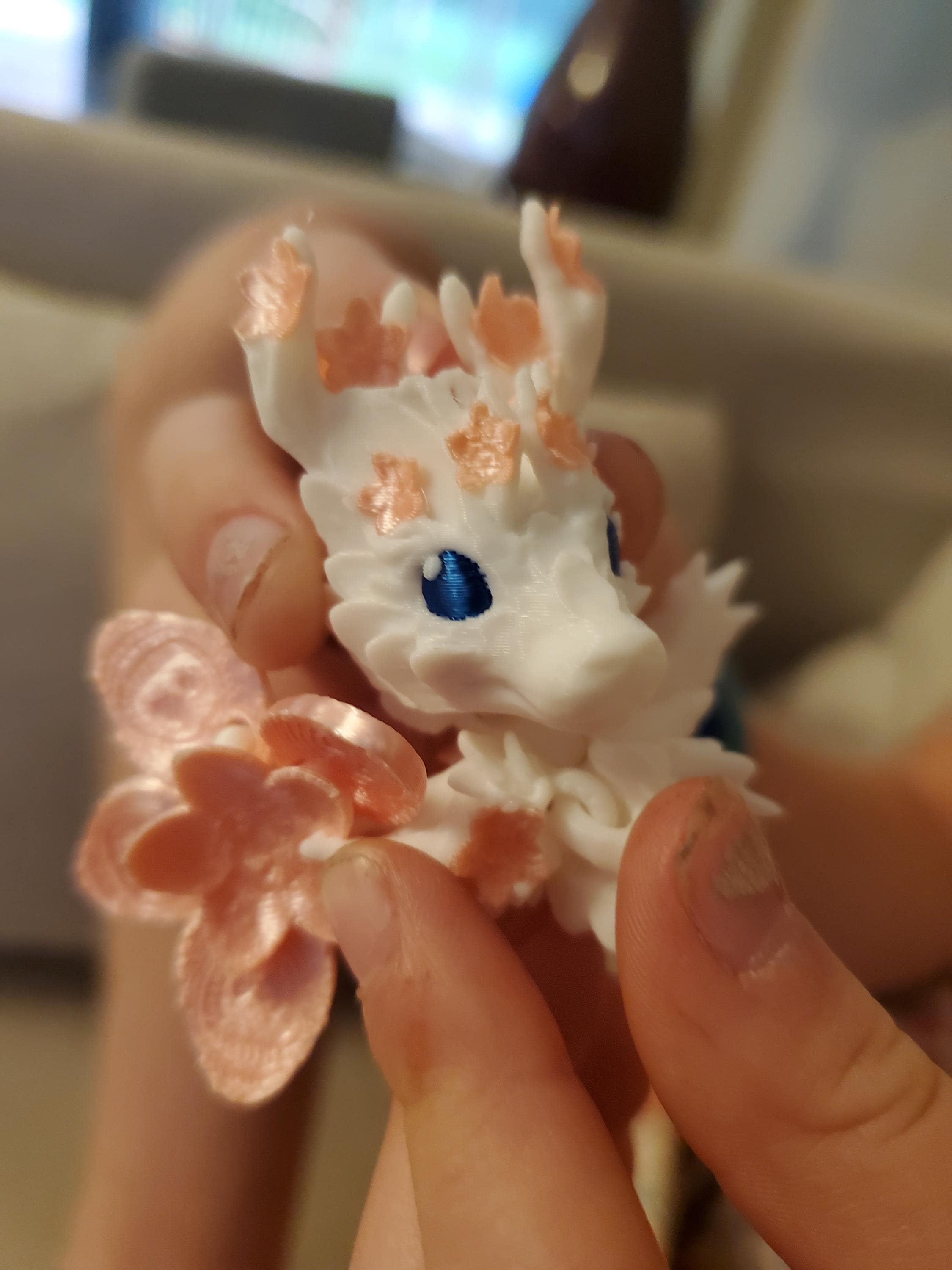 Cherry Blossom BABY Dragon with Dragon Egg - 3D Printed and Fully Articulated 6-inch-long Dragon, Sensory Toy, Fidget Toy, Stocking Stuffer