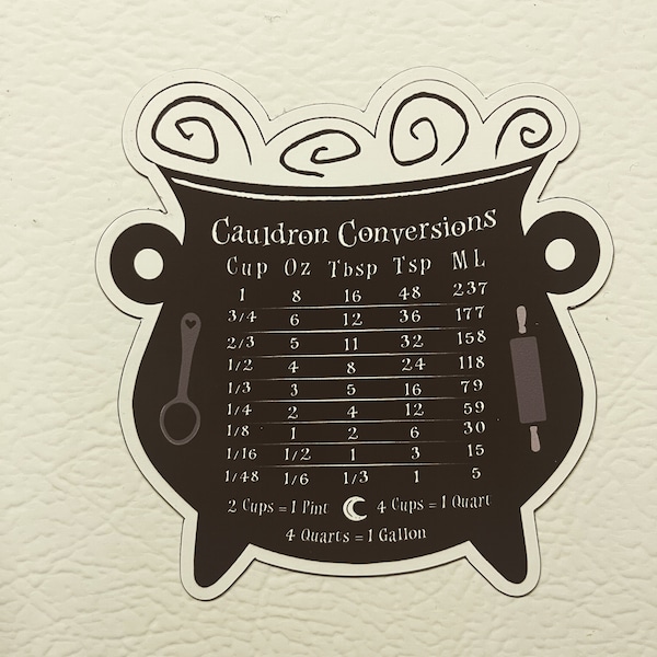 Cauldron Conversion Chart Magnet, Black, Cooking, Measurements, Baking ...