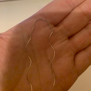 Sterling Silver Minimalist Wave Ear Wire Drop Earrings, Silver, Gold ...