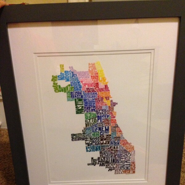 Chicago Neighborhood Map Art Print, Signed Print of My Original Hand ...