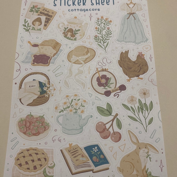 Sticker Sheet - Cottagecore | Journal Stickers, Calendar, Planner ...