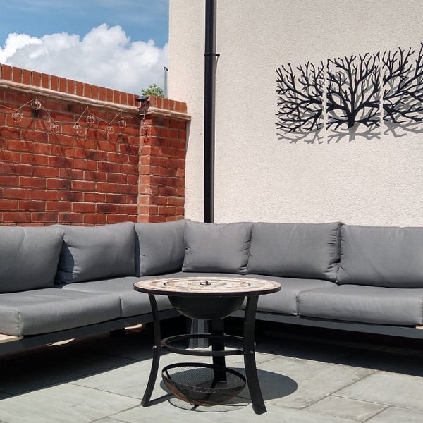 Metal Wall Art Decor 3D Sculpture 3 Piece Tree Brunch Modern Fireplace ...