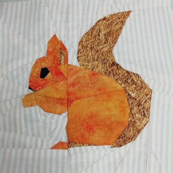 Squirrel Applique Block Pattern Squirrel Quilt Block Pattern, 4 Sizes PDF Instant Download, Foundation ...
