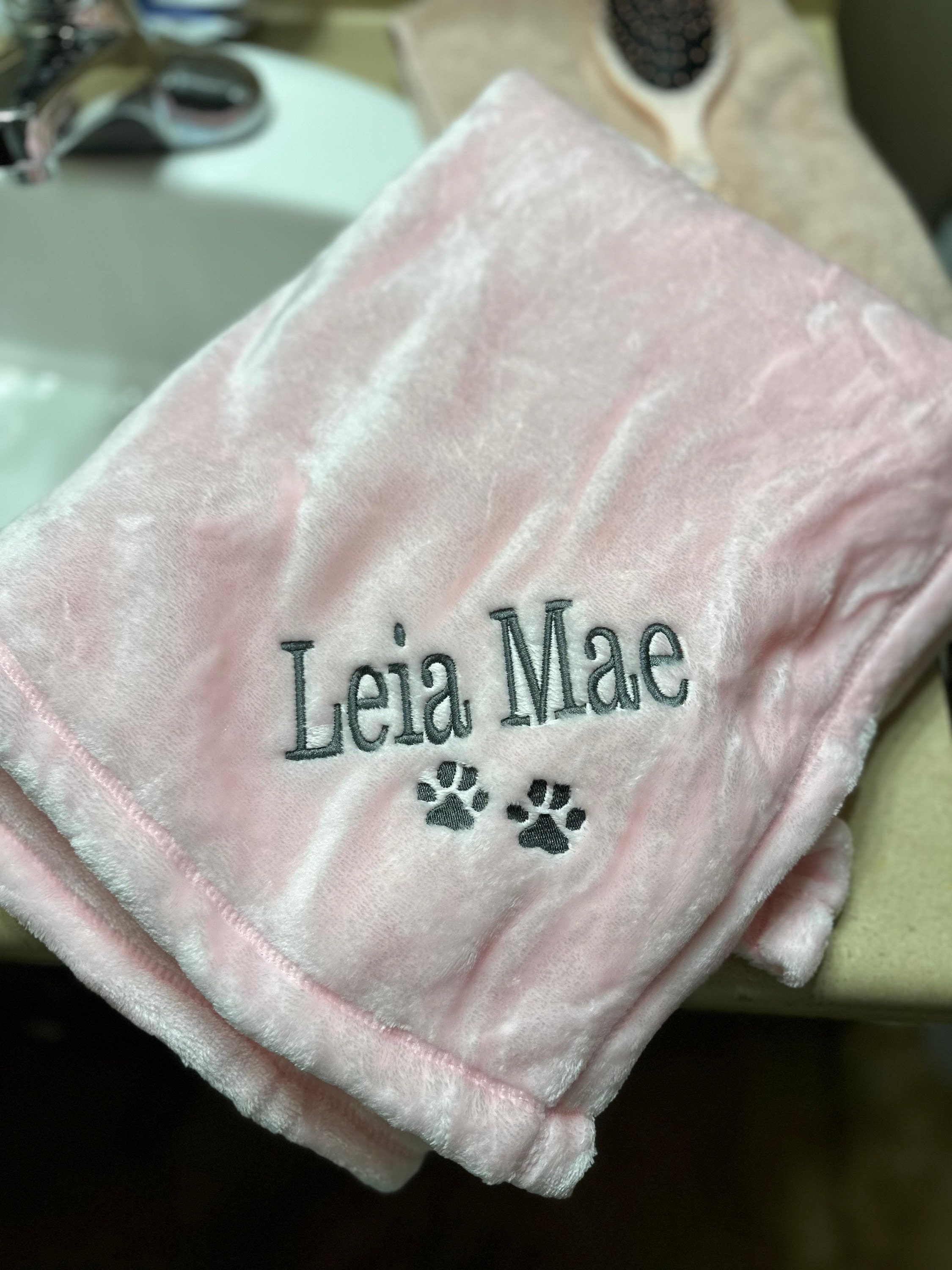 Personalized Soft Blanket for Pet | Blanket with Dogs Name | Blanket with Cats Name Custom Embroidered Blanket for Dog, Cat, with Paw Prints