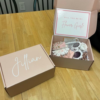 Flower Girl Proposal Box Personalized Gift Blush Will You Be - Etsy