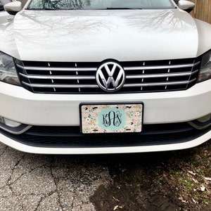 License Plate and Frame Monogrammed, Monogram Car Decor - Etsy