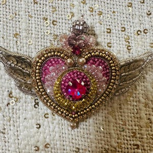 【Sinoon】 Beaded Heart Brooch / 追跡付 SINOON