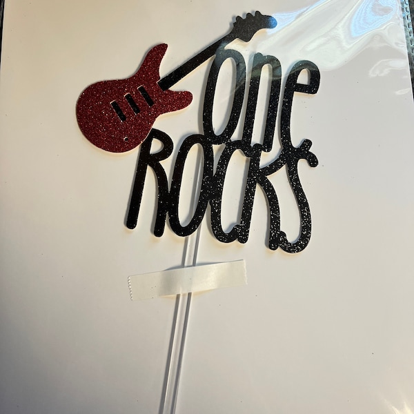 One Rocks Guitar Cake Topper | 1st Birthday, Rock N Roll Party - Etsy
