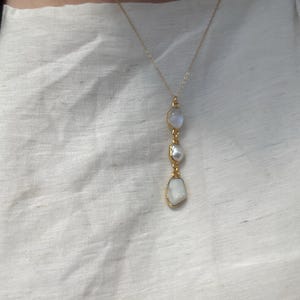 Customer photo from Maren, Custom Raw Birthstone Lariat Necklace, Mother's Family Gift