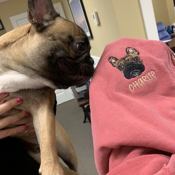 Crew Neck Soft Textured Dog Embroidered Knitwear Cardigan main image 0