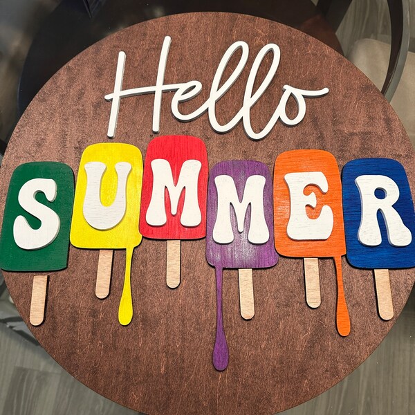 Hello Summer Popsicle Drip Sign, Digital Download, SVG Laser Cut File ...