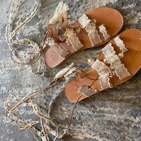 Wedding Sandals/ Boho Sandals/ Bridal Sandals/ Wedding Shoes/ Handmade ...