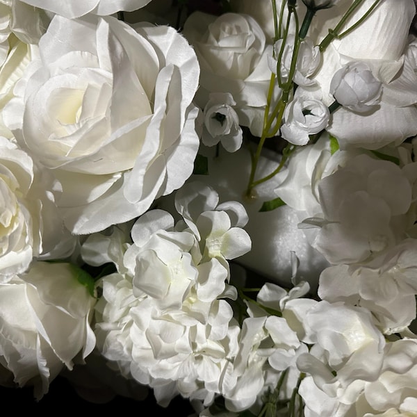White Roses Row Ivory Rose Artificial Flowers Row,wedding Backdrop,white Rose Peony ...