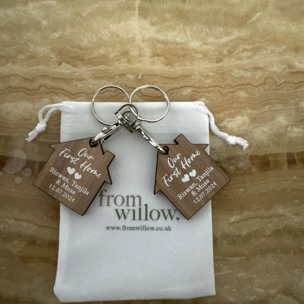 Personalised First Home Keyrings, New Home Keyrings, House Keyrings Set ...