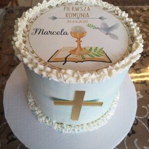 1 Pieza De Decoración De Pastel De Confirmación Con Purpurina Cruzada Para Pastel De Primera Comunión Para Bautizo, Bautismo, Baby Shower, Fiesta De Cumpleaños, Suministros De Decoración De Tartas