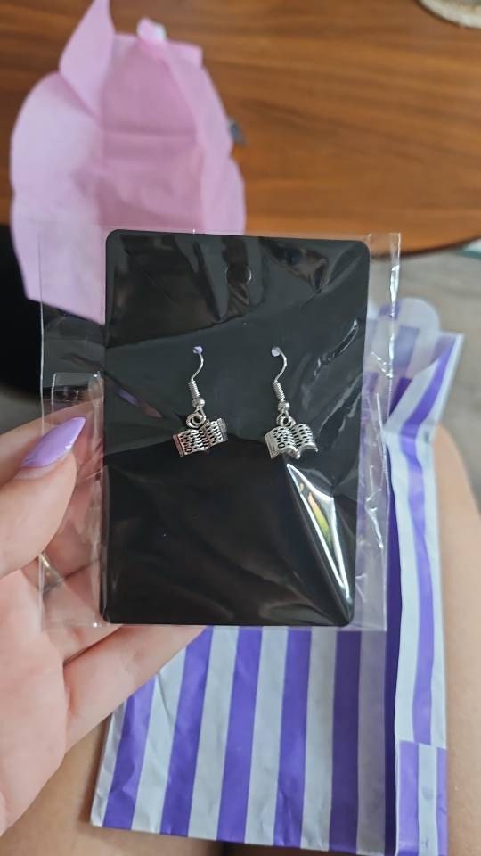 Silver Plated Book Earrings | Book gift, Book jewellery, bookish gift,gifts for her,valentines day,birthday gift,books, hypoallergenic
