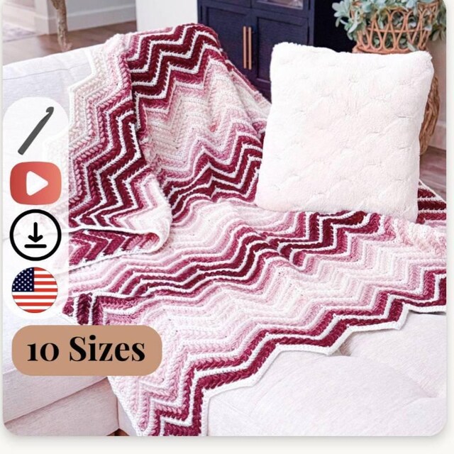 A customer's finished Wheat Stitch Ripple Blanket Crochet Pattern with Video Tutorial