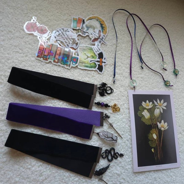 Manon Dark Red Velvet Ribbon Bookmark With Charms Bookish Gift book ...