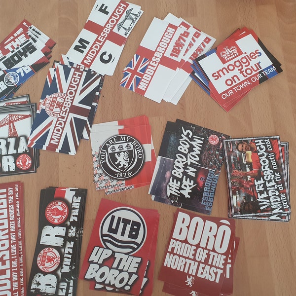 100 X Middlesbrough Stickers - Based on Poster Shirt Scarf Pin Badge ...