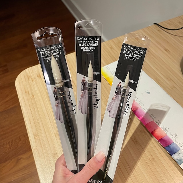 Artist Brushes for Watercolour KAGALOVSKA by Da Vinci Black & White  Signature Limited Edition. Hand Made Hight Quality Paint Brushes. 