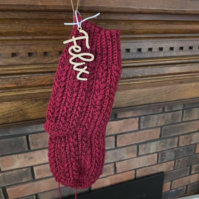 A customer's finished Festive Wheat Stitch Stocking Crochet Pattern