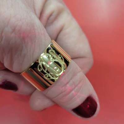 10K, 14K or 18K Solid Gold Monogram Ring in Yellow, Rose or White Gold ...