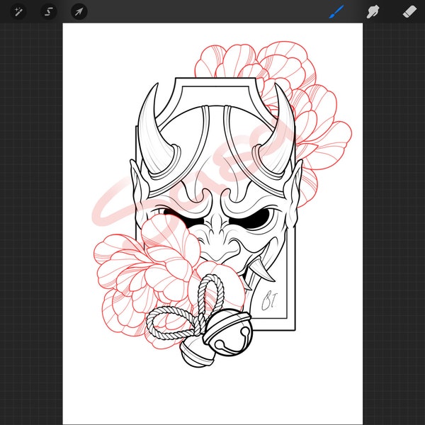 Procreate - 100 Peony Tattoo Stamps - Commercial Use, Procreate Brushes ...