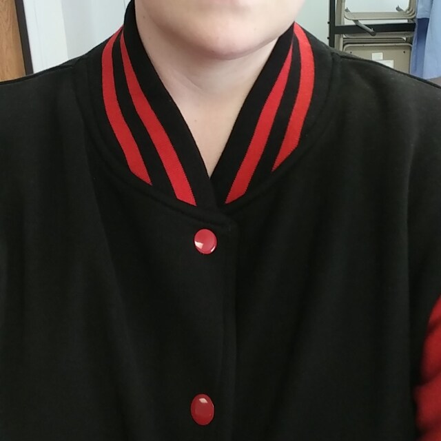 Black Varsity Jacket With Red Sleeves College Letterman Coat 