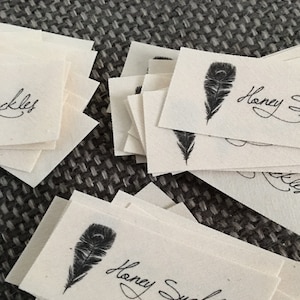 Personalized Sewing Labels With Feathers organic Tags, Cotton for ...