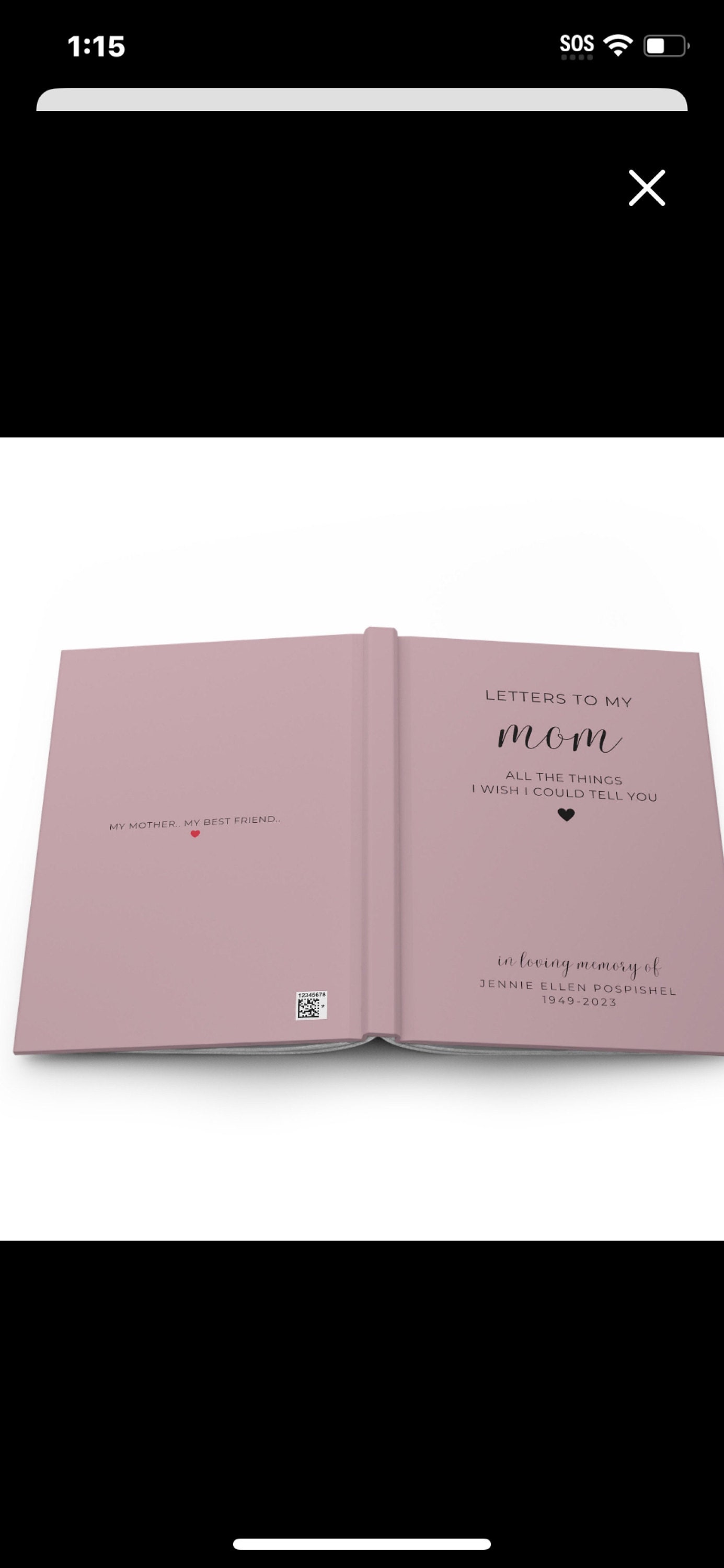 Loss of Mother Memorial Gift, Letters to My Mom in Heaven Notebook, Mom Loss Grief Journal, Sympathy Gift Personalized Notebook Bereaved