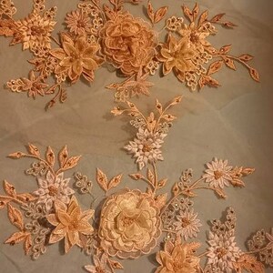 Heyiwell Applique Pizzo 3D Con Perline E Fiori: 1 Paio Di Toppe Ricamate Rosse 25x11,5 Cm Per Abiti, Jeans, Fai Da Te