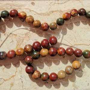 1 Filo Naturale Di Diaspro Picasso, Pietra Preziosa Curativa Da 6