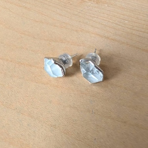 Customer photo from Cheryl, Large Raw Herkimer Diamond Stud Earrings in Yellow Gold