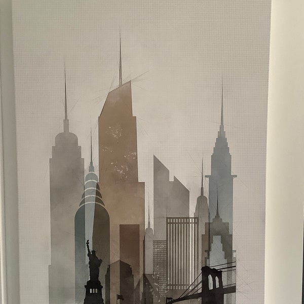 Kansas City Wall Art Print, Kansas City Poster Skyline in Pastel Hues