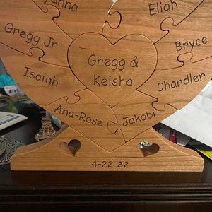 LARGE Family Wood Heart unity Puzzle 8-1/2 - Etsy