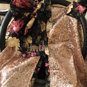 Gold Rose Floral Pet Car Seat Cover