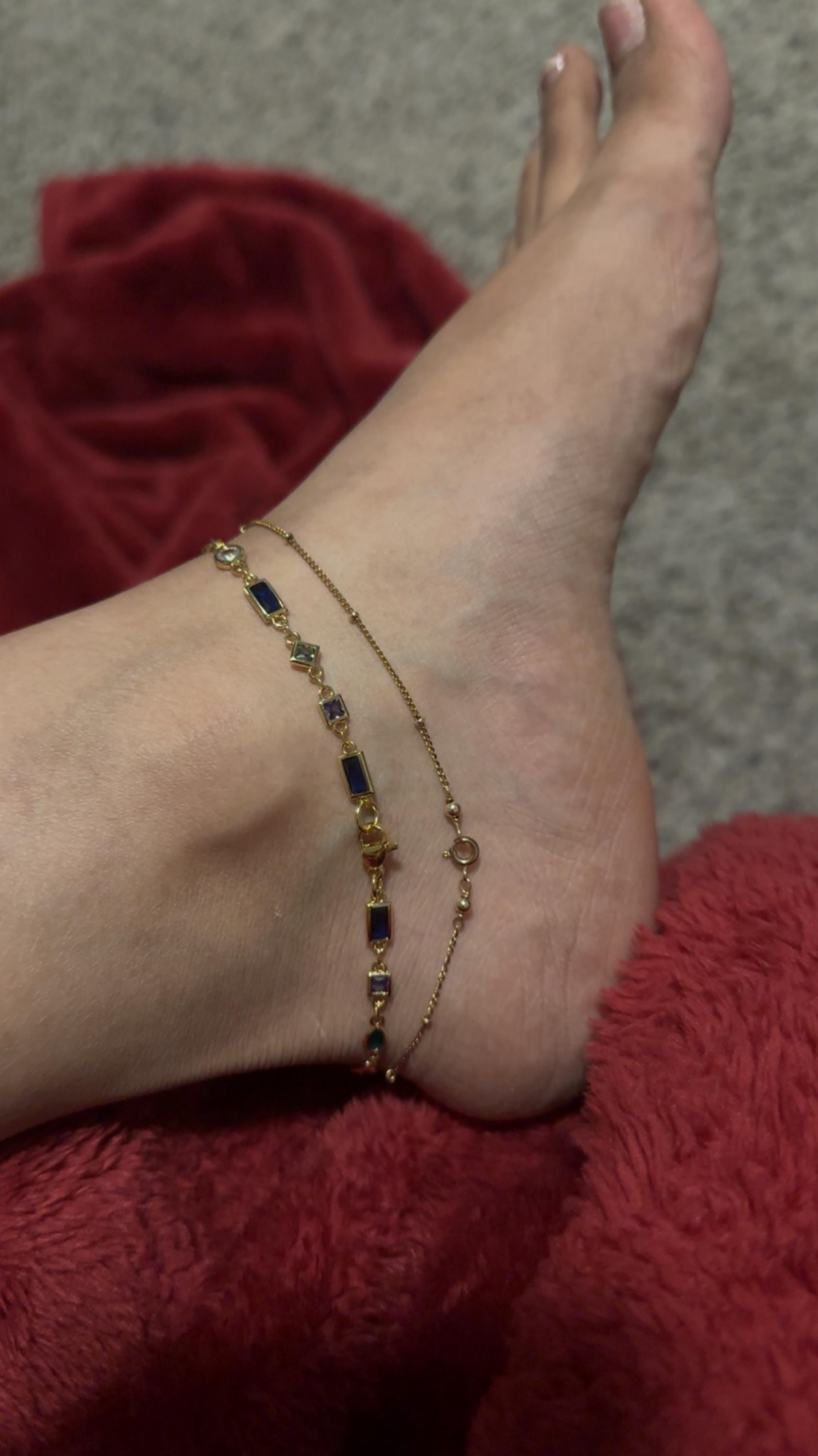 14k Rainbow Crystal Anklet, Gold Charm Anklet | Gold crystal ankle bracelet | Bridesmaid gift| Gold gift for her 14k Gold filled anklet