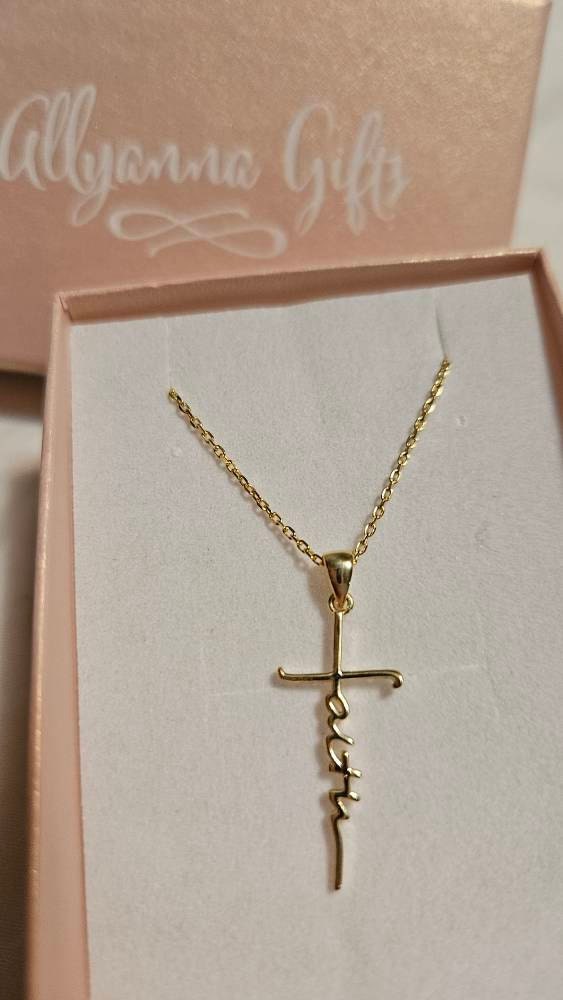 Sterling Silver Faith Cross Necklace and Earring Set